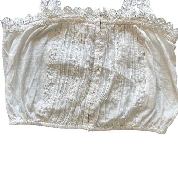 Lucky Brand Women's Mixed Media Pleated Bubble Tank Top White Size Small - Picture 4 of 13